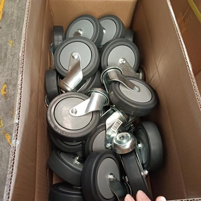 3 Inch 4 Inch 5 Inch Soft TPR Shopping Cart Wheels Hollow Kingpin Casters Grey Bolt Hole Swivel Casters 0