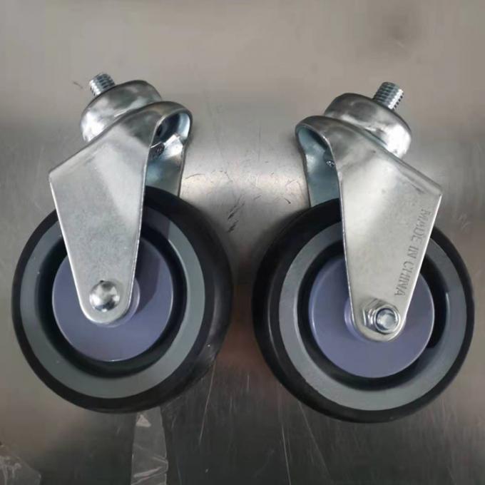 Threaded Stem Swivel Shopping Cart Casters 100x32mm Soft TPR Wheels 0