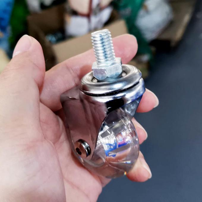 2 Inch Clear PU Furniture Casters Chrome Painted Good Looking Swivel Stem Transparent Caster Wheels 0