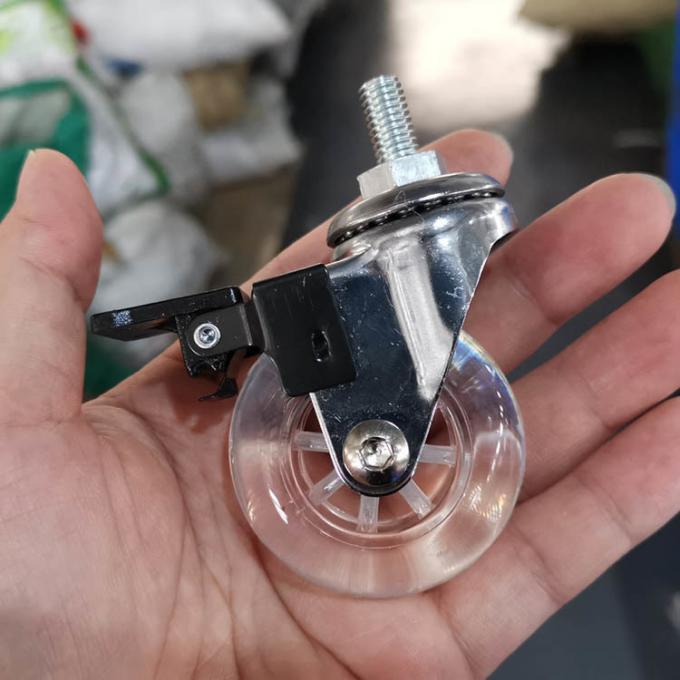 2 Inch Clear Polyurethane Casters Transparent Chair Wheels With Brake 0