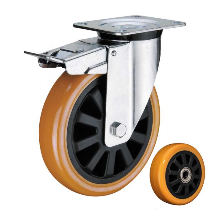 6 Inch Flat Type European Castors Hollow Core Polyurethane Swivel Industrial Wheels OEM 0