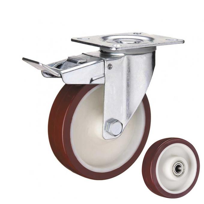 5 Inch Swivel Polyurethane Wheels Nylon Core Red PU European Caster Wheels Supplier YLcaster 0