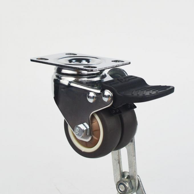 2 Inch TPR Double Wheel Castors With Brakes Soft Wheel Brown Rubber Furniture Castors 0