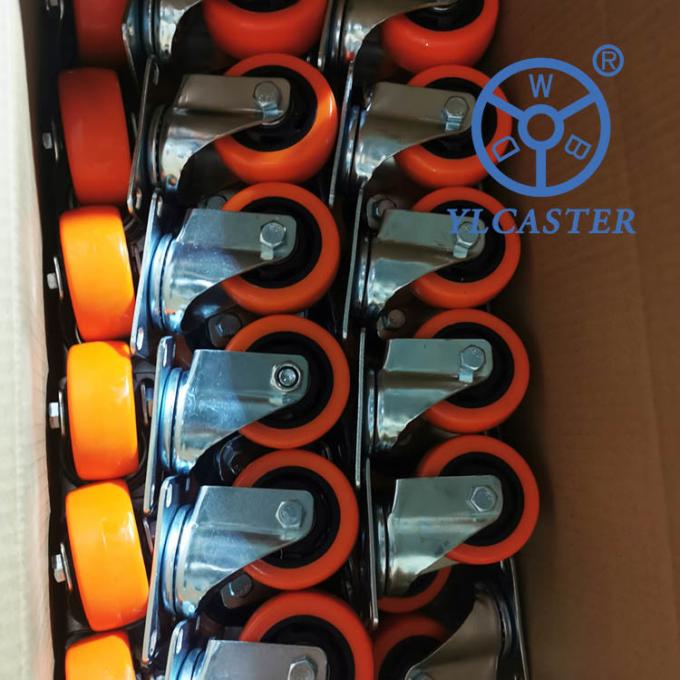 4 Inch Hollow Core Polyurethane Wheels Orange Black Wheel Swivel Locking Casters 0