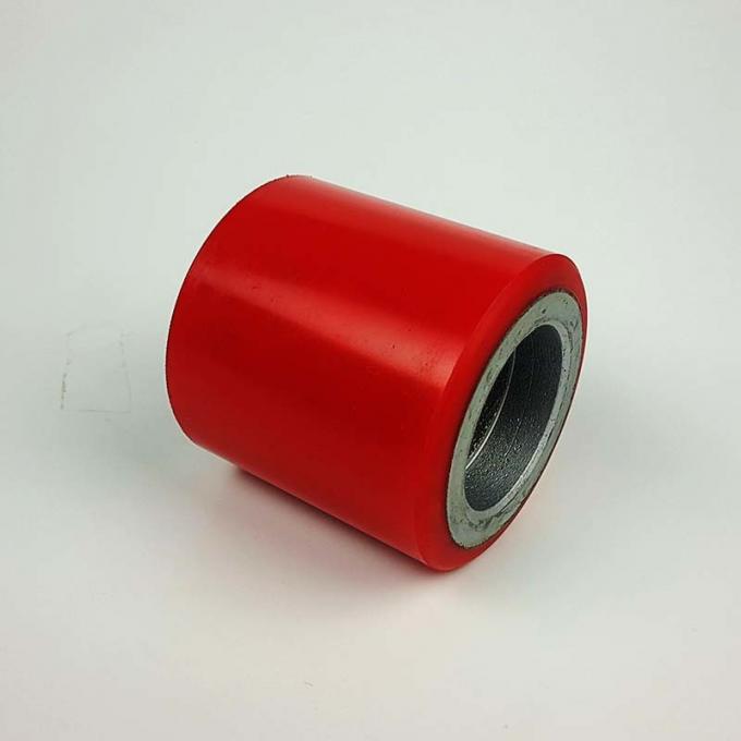 80mm Red PU Pallet Truck Wheels Ball Bearing Cast Iron PU Industrial Single Wheels For Pallets 0