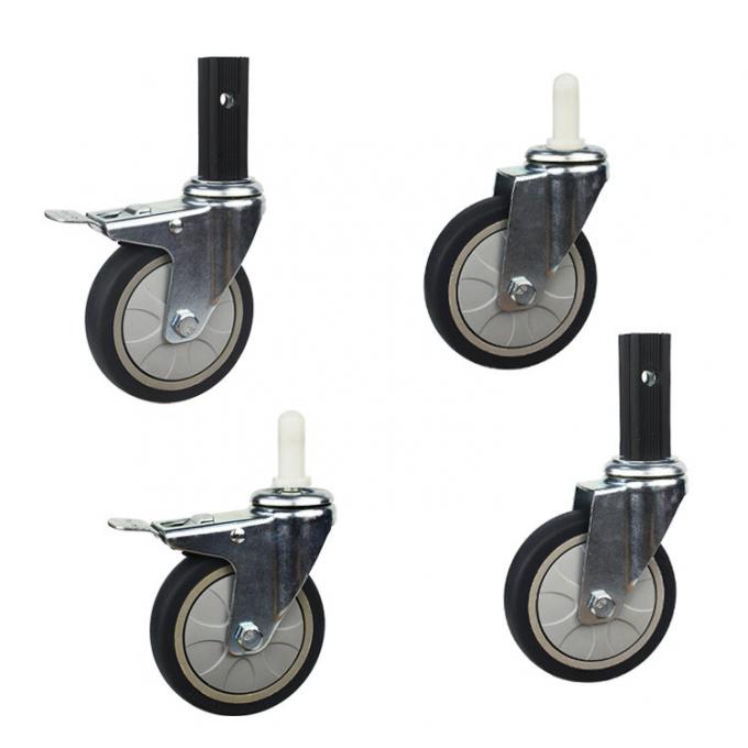 4 Inch Food Cart Heavy Duty Trolley Wheels Without Brake TPR Grip ring stem swivel food service cart casters 1