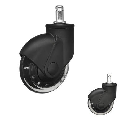 China 3 Inch Grip Ring Stem Soft PU Wheels Transparent Swivel Plug In Office Chair Casters
