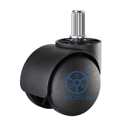 China 77LBS Capacity Twin Wheel Black Nylon Office Chair Casters With M11x21mm Insert Stem 2''