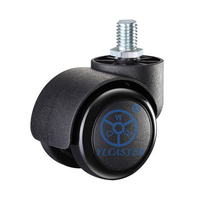 China 2" Wheel Black Pu Soft Twin Wheel Casters M10x15mm Threaded Stem