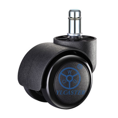 China 7/16"X27/32" Grip Ring Stem Twin Wheel Chair Casters With Black Pu Tread 2 Inch