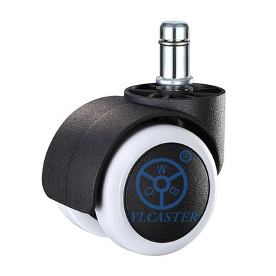 China White PU Office Chair Furniture Casters With M11x22mm Grip Ring Stem
