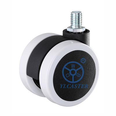 China 2.5" White Soft Pu Twin Wheel With Treaded Stem Silent Swivel Casters For Office Chairs