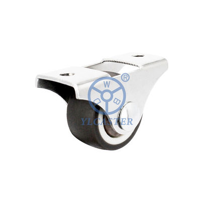 China 1 Inch Brown TPR Silent Non Swivel Rigid Casters For Draws Under Bed