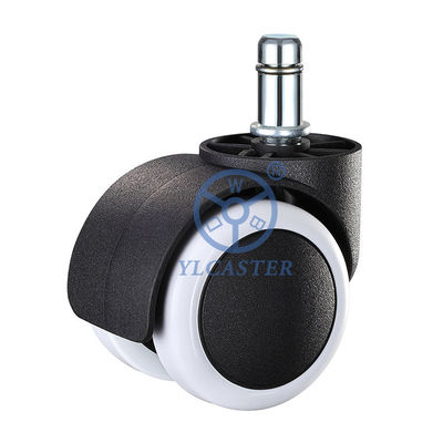 China White PU Office Chair Furniture Casters With M10x22mm Grip Ring Stem