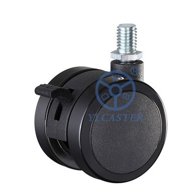China M10x15mm Twin Wheel Casters Threaded Stem Lockable 50mm Office Chair Casters With Brake