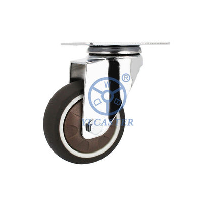 China Soft Wheels Swivel Plate Brown TPR Casters 2.5 Inch 99LBS For Storage Boxes