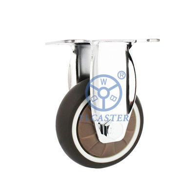 China 3'' Rigid Plate Brown Color Furniture Casters 121LBS Capacity Soft TPR Wheels For Shelves OEM