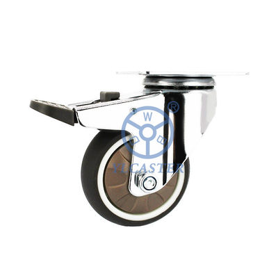 China Silent Furniture Casters 3 Inch TPR Soft Wheels Swivel Plate Ball Bearing Casters With Brakes