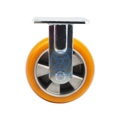 buy 6 Inch Round Tread Pu Soft Rigid Casters Heavy Duty Industrial Trolley Wheels online manufacturer