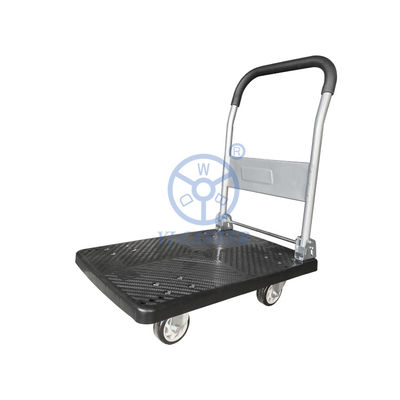China 200kg Four Wheels Black Plastic Foldable Platform Trolley Overall Height 6 Inch