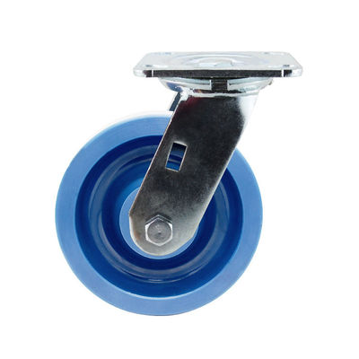 China PU Wheel Waterproof Swivel Industrial Heavy Duty Casters Wheels 8 Inch Blue OEM