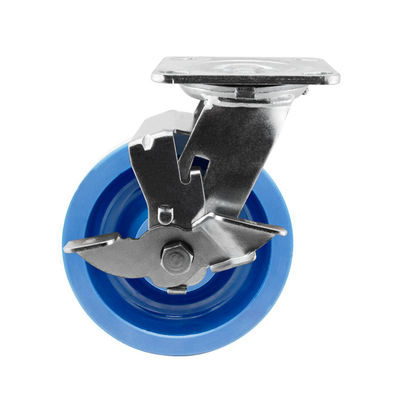 China 4x2 Inch Blue Side Brake Swivel Heavy Duty Casters Trolley Wheels