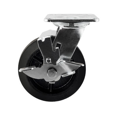 buy 150x50mm Black Rubber Wheel Swivel Lock Heavy Duty Cast Iron Core Rubber Trolley Caster Wheels online manufacturer
