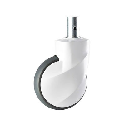 5 Inch Soft Grey TPR Swivel Head Medical Casters With Solid Stem Silent Hospital Wheels