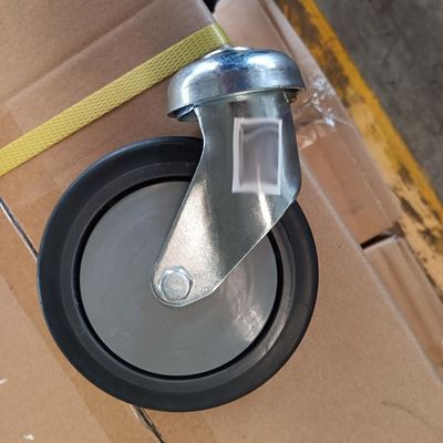 China 3 Inch 4 Inch 5 Inch Soft TPR Shopping Cart Wheels Hollow Kingpin Casters Grey Bolt Hole Swivel Casters