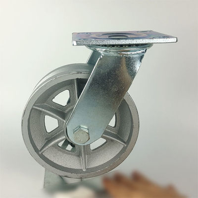 China V Groove Heavy Duty Casters 6 Inch Swivel Plate Cast Iron Hollow Track Wheels