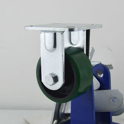 buy 4 Inch Cast Iron Polyurethane Directional Fixed Caster 2816LBS Capacity Solid PU Wheel 4PCS Set online manufacturer