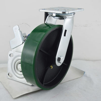 China 1188LBS Iron Core Polyurethane Heavy Duty Casters 360° Rotating 8x2 Inch PU Tread Swivel Trolley Wheels