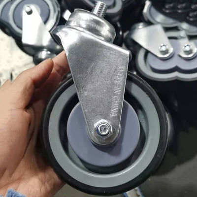 China Threaded Stem Swivel Shopping Cart Casters 100x32mm Soft TPR Wheels