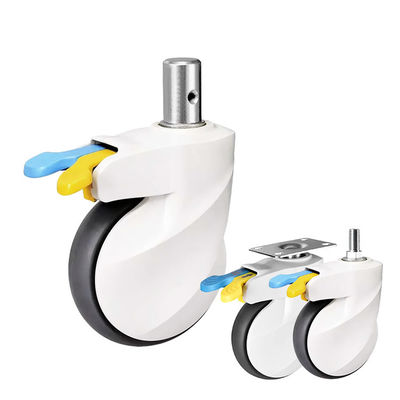 China Soft Grey TPR Threaded Stem Swivel Medical Casters 4 Inch 220LBS Silent Cart Wheels
