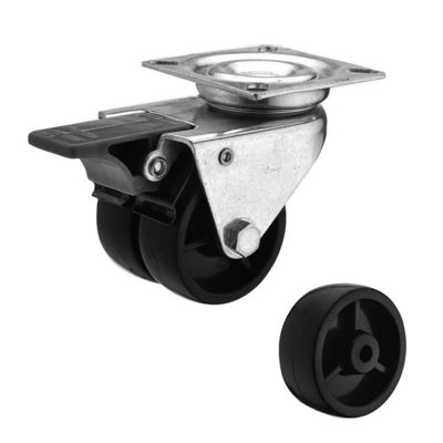 China 2 Inch Top Plate Type Light Duty Twin Wheel Plastic Caster Wheels Low Profile OEM