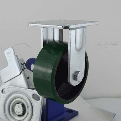 China 5 Inch Iron PU Castors Heavy Duty Fixed Plate Soft Industrial Wheels Castors China
