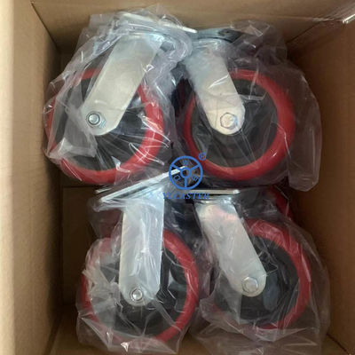China 6 Inch Red PVC Heavy Duty Casters Swivel Plate Trolley Wheels