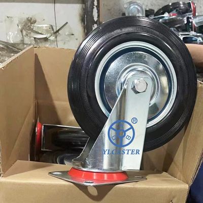 China 8 Inch Swivel Black Rubber Caster Wheels Solid Industrial Casters