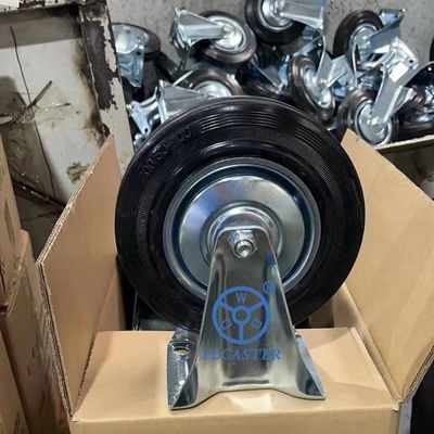 China 10'' Rubber Casters Solid Wheel Swivel Locking Stem Caster Wheels Industrial