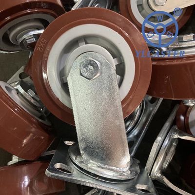 China 5 Inch Heavy Duty Polyurethane Wheels Swivel Industrial Casters Red