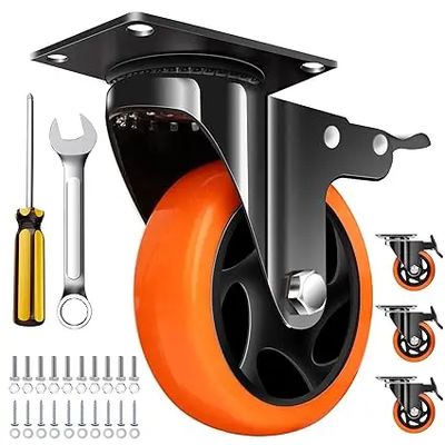 China Black Workbench Casters With 300Lbs Load Capacity Swivel Brake Function
