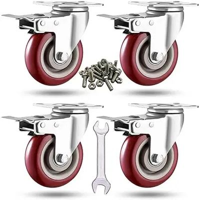 China 300Lbs Load Capacity Workbench Casters With Zinc Plated Finish