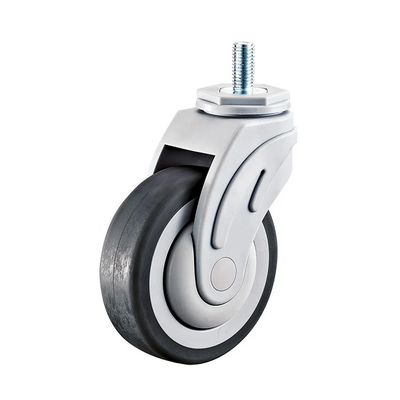China 4 Inches Overall Height Medical Casters With Double Brake White Grey