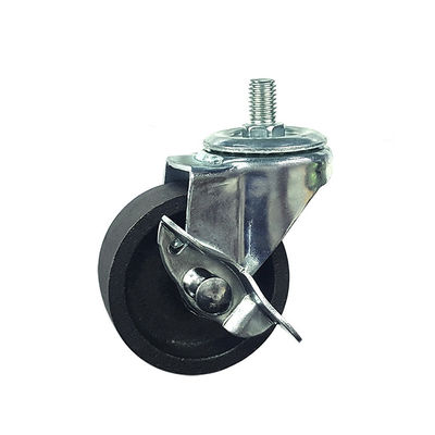 China 75mm Cast Iron Light Duty Casters 360 Degree Rotating With Side Locking