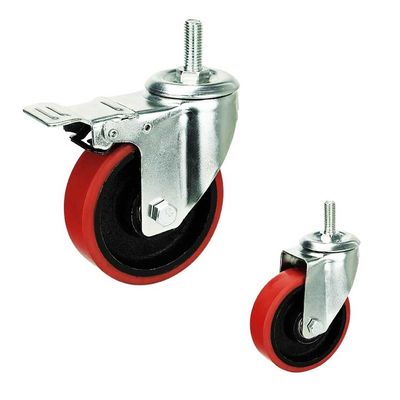 China Smooth PU Iron 4 Inch Medium Duty Ball Bearing Swivel Stem Caster Wheel With Lock