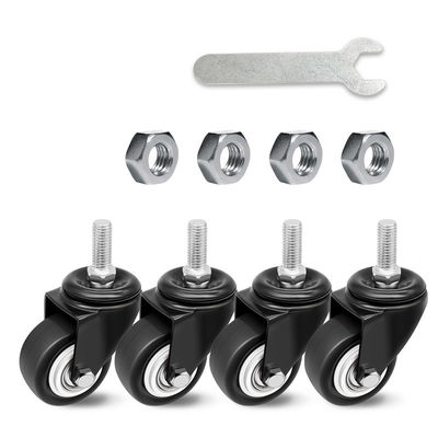 China Set Of 4 Black Double Ball Bearing Industrial Swivel Caster Threaded Stem PVC Caster
