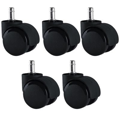 China Set Of 5 Office Chair Wheel 2 Inch Plastic Black Furniture Casters With Brake