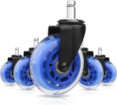 China 5 Pack Blue PU 3 Inch Half Transparent Office Chair Swivel Furniture Caster Wheel