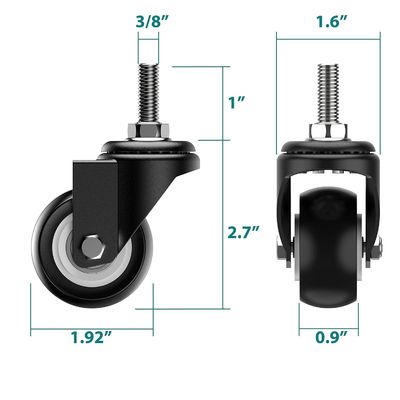 4 Piece Set Industrial Swivel Caster  PVC Double Ball Bearing Threaded Stem Caster  With Brake
