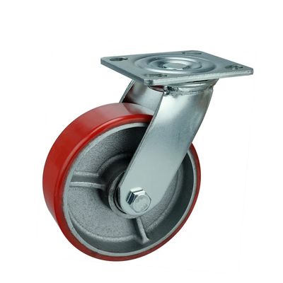 China 837lbs Load Capacity Iron PU Caster Wheel With Zinc Painted Bracket Surface Treatment For Heavy Duty Industrial Machinery